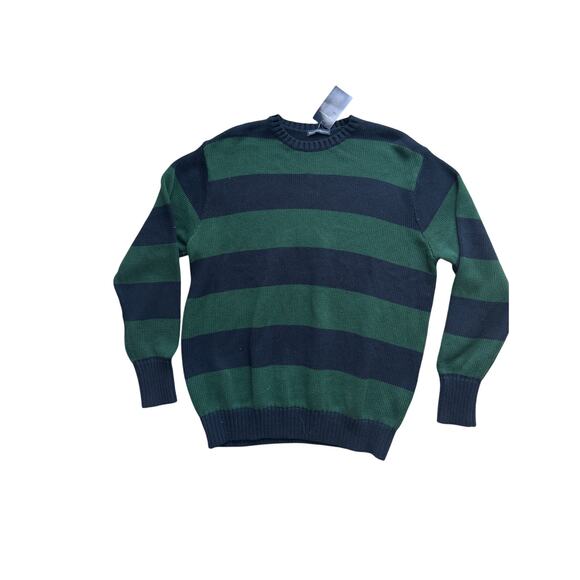 Brandy Melville Sweaters - Brandy Melville Striped Crewneck Sweater Navy Green One Size 100% Cotton NWT